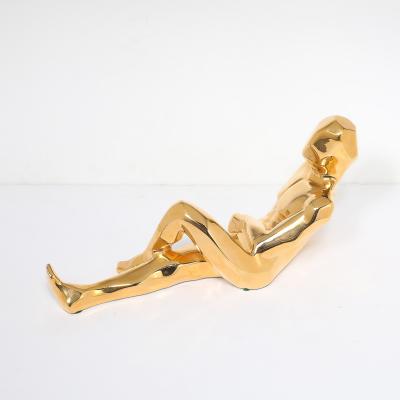  Jaru Mid Century Gold Plated Ceramic Sculpture of a Reclining Man Signed Jaru