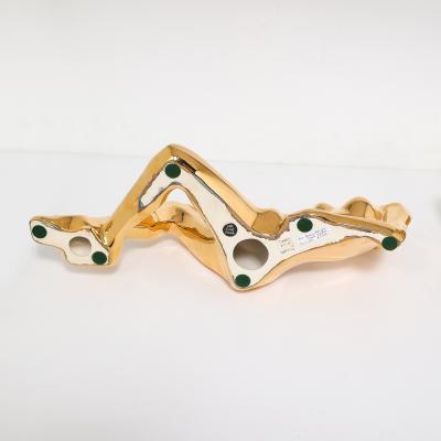  Jaru Mid Century Gold Plated Ceramic Sculpture of a Reclining Woman Signed Jaru
