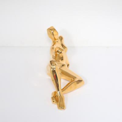  Jaru Mid Century Gold Plated Ceramic Sculpture of a Reclining Woman Signed Jaru