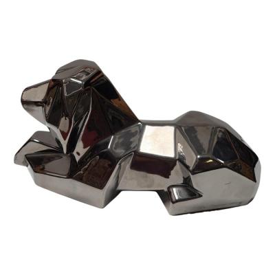  Jaru Rare Signed Jaru Silver Cubist Pottery Dog Sculpture