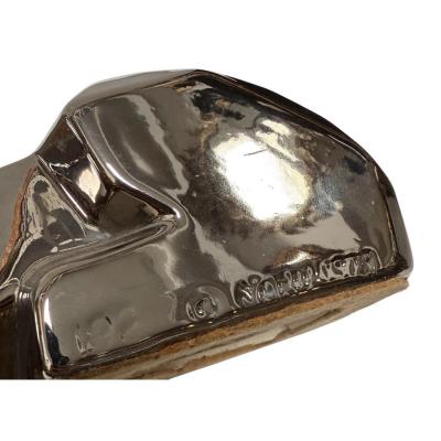 Jaru Rare Signed Jaru Silver Cubist Pottery Dog Sculpture