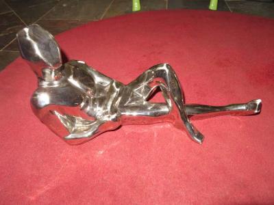  Jaru Spectacular Pair Silver Jaru Cubist Modern Nude Ceramic Sculptures Male Female