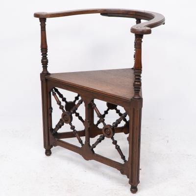  Jas Shoolbred Co Jas Shoolbred An Aesthetic Movement Oak Corner Armchair with Stylized Turnings
