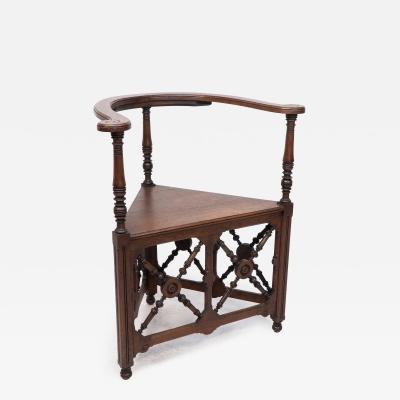  Jas Shoolbred Co Jas Shoolbred An Aesthetic Movement Oak Corner Armchair with Stylized Turnings