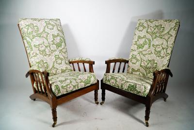  Jas Shoolbred Co Jas Shoolbred Morris Co Style a Pair of Aesthetic Movement Reclining Armchairs