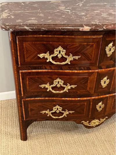 Jean Francois Lapie French R gence Ormolu Mounted Rosewood Kingwood Inlay Rouge Marble Top Commode