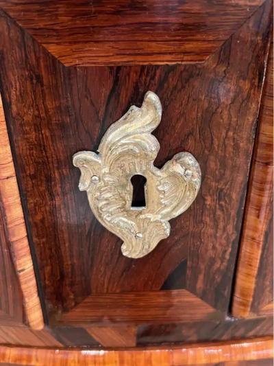  Jean Francois Lapie French R gence Ormolu Mounted Rosewood Kingwood Inlay Rouge Marble Top Commode