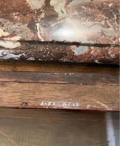  Jean Francois Lapie French R gence Ormolu Mounted Rosewood Kingwood Inlay Rouge Marble Top Commode