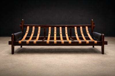  Jean Gillion Brazilian Modern Leather Sofa in Rosewood Leather by Jean Gillon 1970s