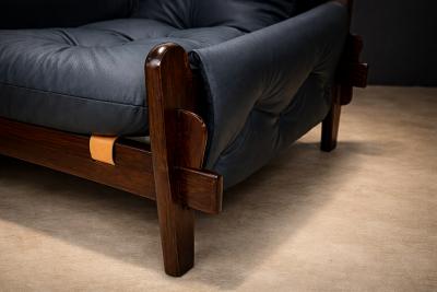  Jean Gillion Brazilian Modern Leather Sofa in Rosewood Leather by Jean Gillon 1970s