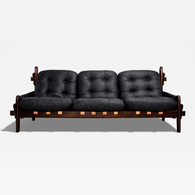 Jean Gillion Brazilian Modern Leather Sofa in Rosewood Leather by Jean Gillon 1970s