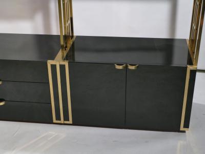  Jean Paul Barray Kim Moltzer Rare Kim Moltzer French Lacquer and brass shelves 1970s