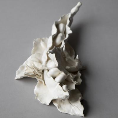  Jean Paul Gourdon SCULPTURE OF AN ENSEMBLE OF BEANS AND PEAS ON A BED OF LEAVES 