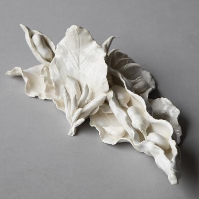  Jean Paul Gourdon SCULPTURE OF AN ENSEMBLE OF BEANS AND PEAS ON A BED OF LEAVES 