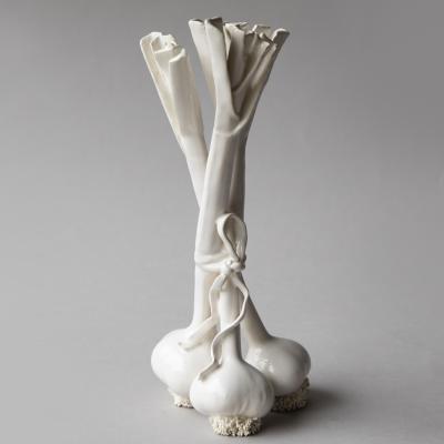  Jean Paul Gourdon SCULPTURE OF THREE HEADS OF NEW GARLIC TIED WITH A RIBBON 