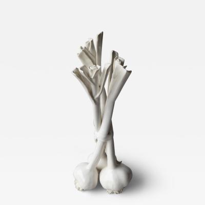  Jean Paul Gourdon SCULPTURE OF THREE HEADS OF NEW GARLIC TIED WITH A RIBBON 