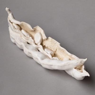  Jean Paul Gourdon SCULPTURE OF TWO BROAD BEAN PODS ONE OPEN AND ONE CLOSED