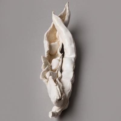  Jean Paul Gourdon SCULPTURE OF TWO BROAD BEAN PODS ONE OPEN AND ONE CLOSED