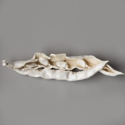  Jean Paul Gourdon SCULPTURE OF TWO BROAD BEAN PODS ONE OPEN AND ONE CLOSED