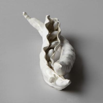  Jean Paul Gourdon SCULPTURE OF TWO BROAD BEAN PODS SPLIT OPEN TO REVEAL THE BEANS