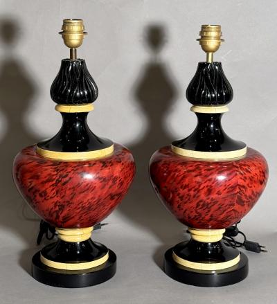  Jean Roger Pair of ceramic lamps France circa 1970