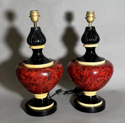  Jean Roger Pair of ceramic lamps France circa 1970