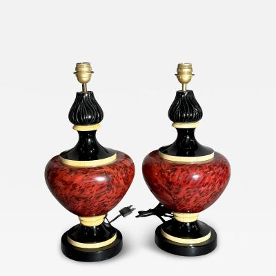  Jean Roger Pair of ceramic lamps France circa 1970