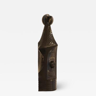  Jef Goris 1970s Black Sculpture In Dark Black Mazy Marble Signed By Jef Goris
