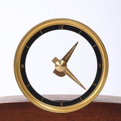 Jefferson Electric Company Mid Century Jefferson Golden View Electric Brass Glass Walnut Mystery Clock