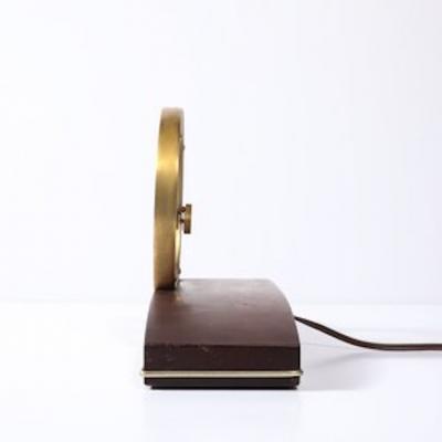  Jefferson Electric Company Mid Century Jefferson Golden View Electric Brass Glass Walnut Mystery Clock