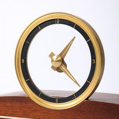  Jefferson Electric Company Mid Century Jefferson Golden View Electric Brass Glass Walnut Mystery Clock