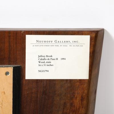  Jeffrey Brosk Mid Century Carved Wood Sculpture Caballo de Paso II signed Jeffrey Brosk