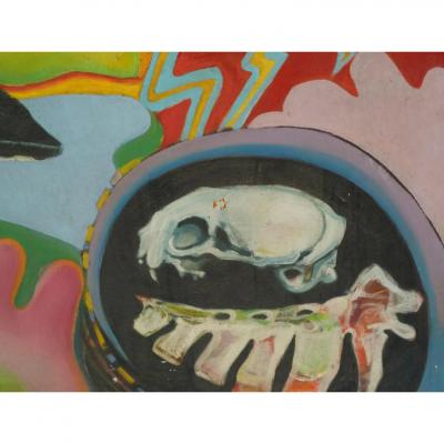  Jeffrey Schuerholz Original Jeffrey Schuerholz Modern Expressionist Oil Painting Mexico 1973