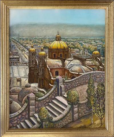  Jesus Ortiz Tajonar Zocalo Oil Painting by Mexican Artist Jesus Ortiz Tajonar
