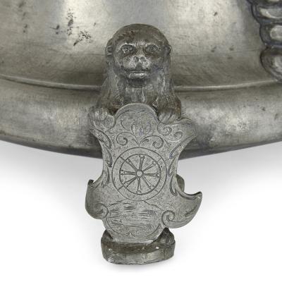  Johann Chritstoph Norman Antique German engraved pewter beer jug