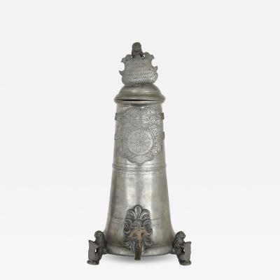  Johann Chritstoph Norman Antique German engraved pewter beer jug