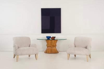  John Elinor McGuire McGuire Sculptural Rattan Bamboo Sheaf of Wheat Oval Console Table