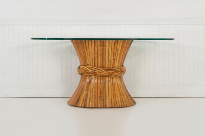  John Elinor McGuire McGuire Sculptural Rattan Bamboo Sheaf of Wheat Oval Console Table
