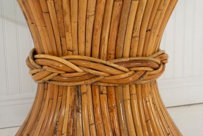  John Elinor McGuire McGuire Sculptural Rattan Bamboo Sheaf of Wheat Oval Console Table