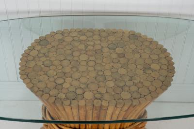  John Elinor McGuire McGuire Sculptural Rattan Bamboo Sheaf of Wheat Oval Console Table