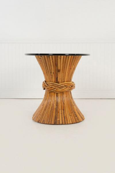  John Elinor McGuire McGuire Sculptural Rattan Bamboo Sheaf of Wheat Oval Console Table