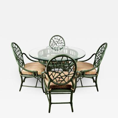  John Elinor McGuire Set of Four McGuire Cracked Ice Chairs and Table