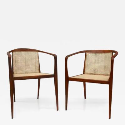  John Grazier Brazilian Modern Armchairs in Hardwood Cane by John Graz 1950s Brazil