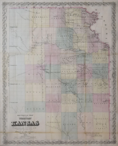  John Halsall JOHN HALSALL SECTIONAL MAP OF THE TERRITORY OF KANSAS 