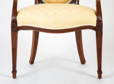  John Linell Pair of George III Mahogany Oval Back Open Arm Chairs Attributed to John Linell