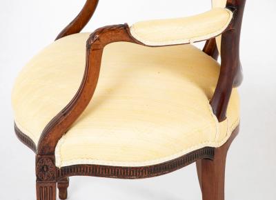  John Linell Pair of George III Mahogany Oval Back Open Arm Chairs Attributed to John Linell