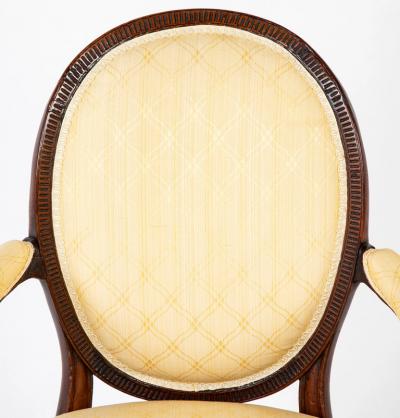  John Linell Pair of George III Mahogany Oval Back Open Arm Chairs Attributed to John Linell