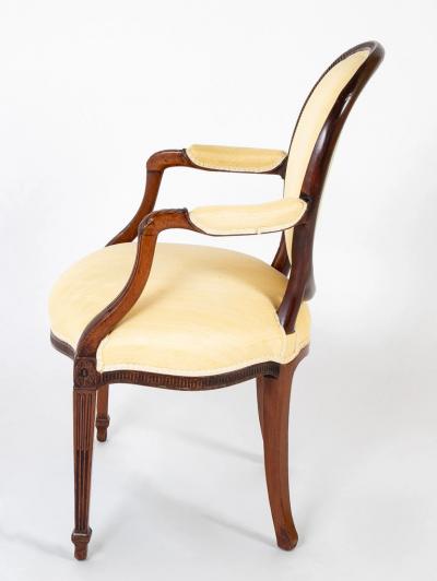  John Linell Pair of George III Mahogany Oval Back Open Arm Chairs Attributed to John Linell