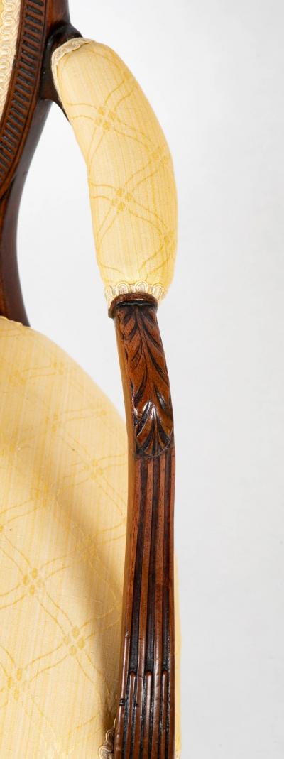  John Linell Pair of George III Mahogany Oval Back Open Arm Chairs Attributed to John Linell