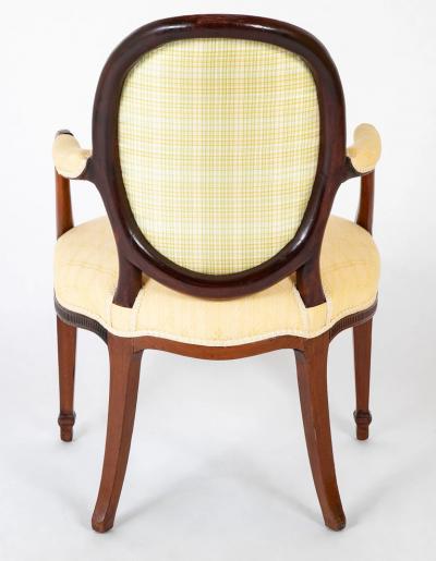  John Linell Pair of George III Mahogany Oval Back Open Arm Chairs Attributed to John Linell